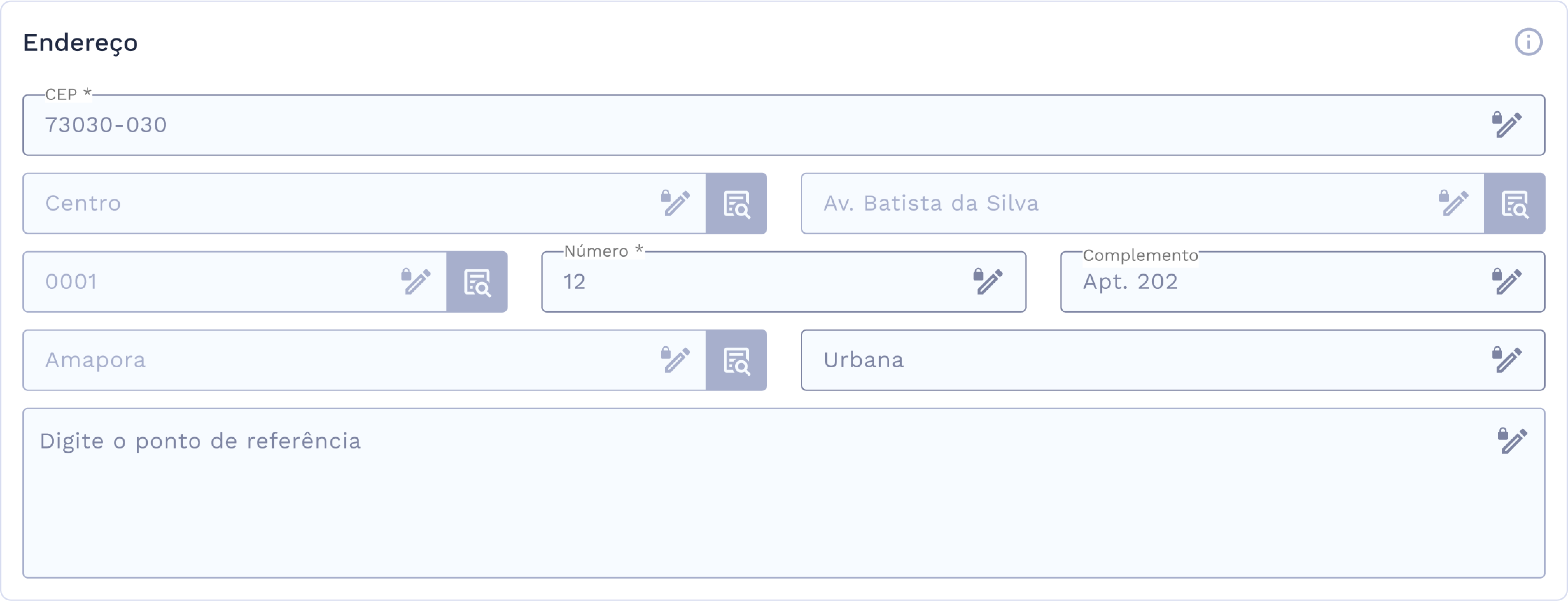 Quadro: Endereço - via UC
