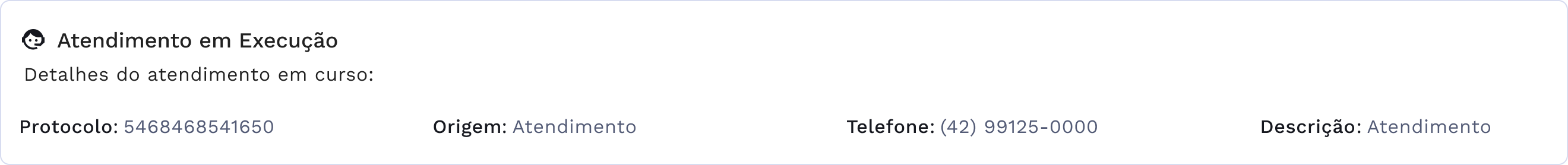 Detalhamento do atendimento em execução
