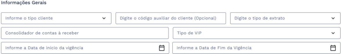 Card do dados do cliente: Informações Gerais