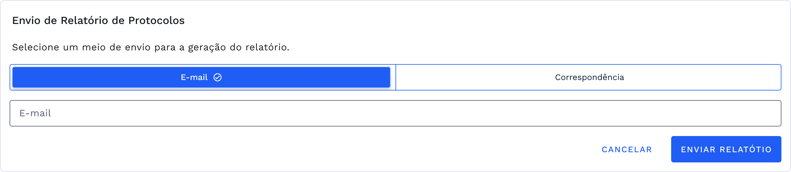 Envio de Relatório de acordo com o protocolo selecionado