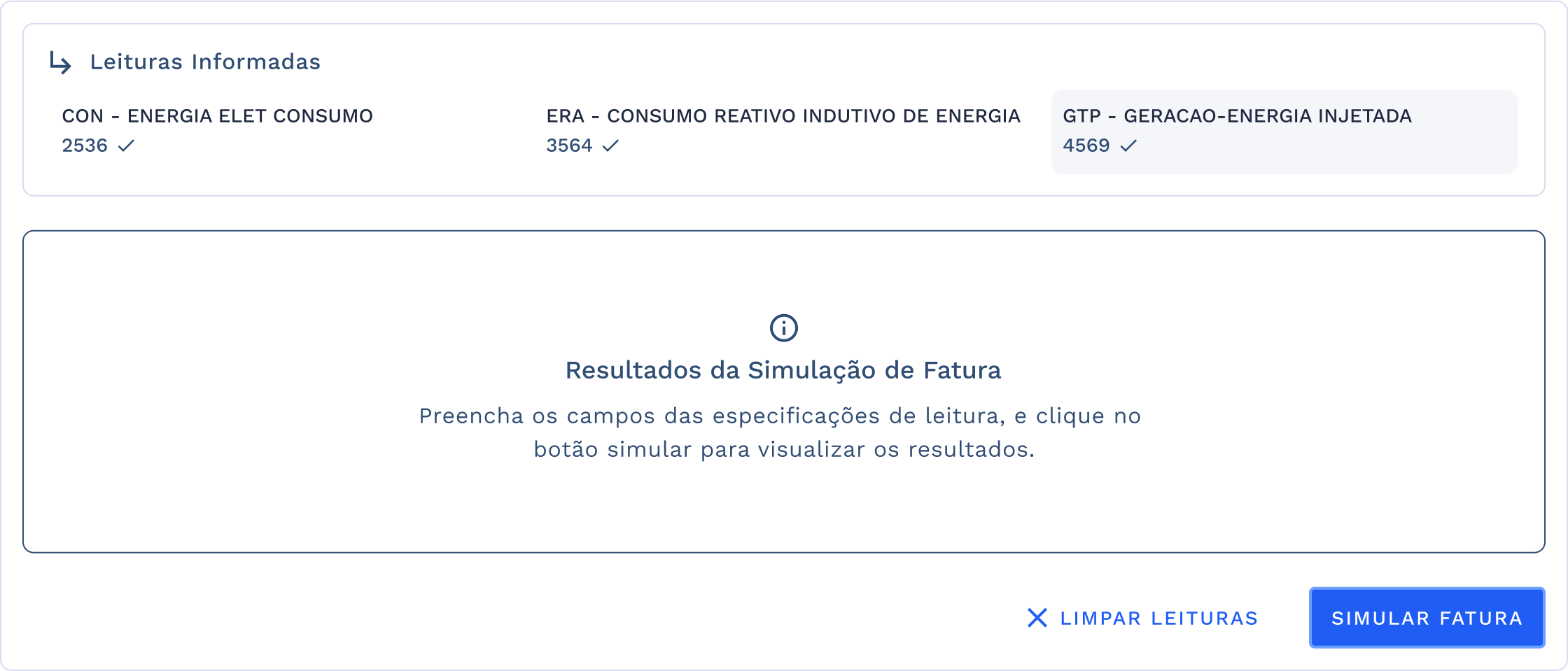 Resultado das Leituras informadas