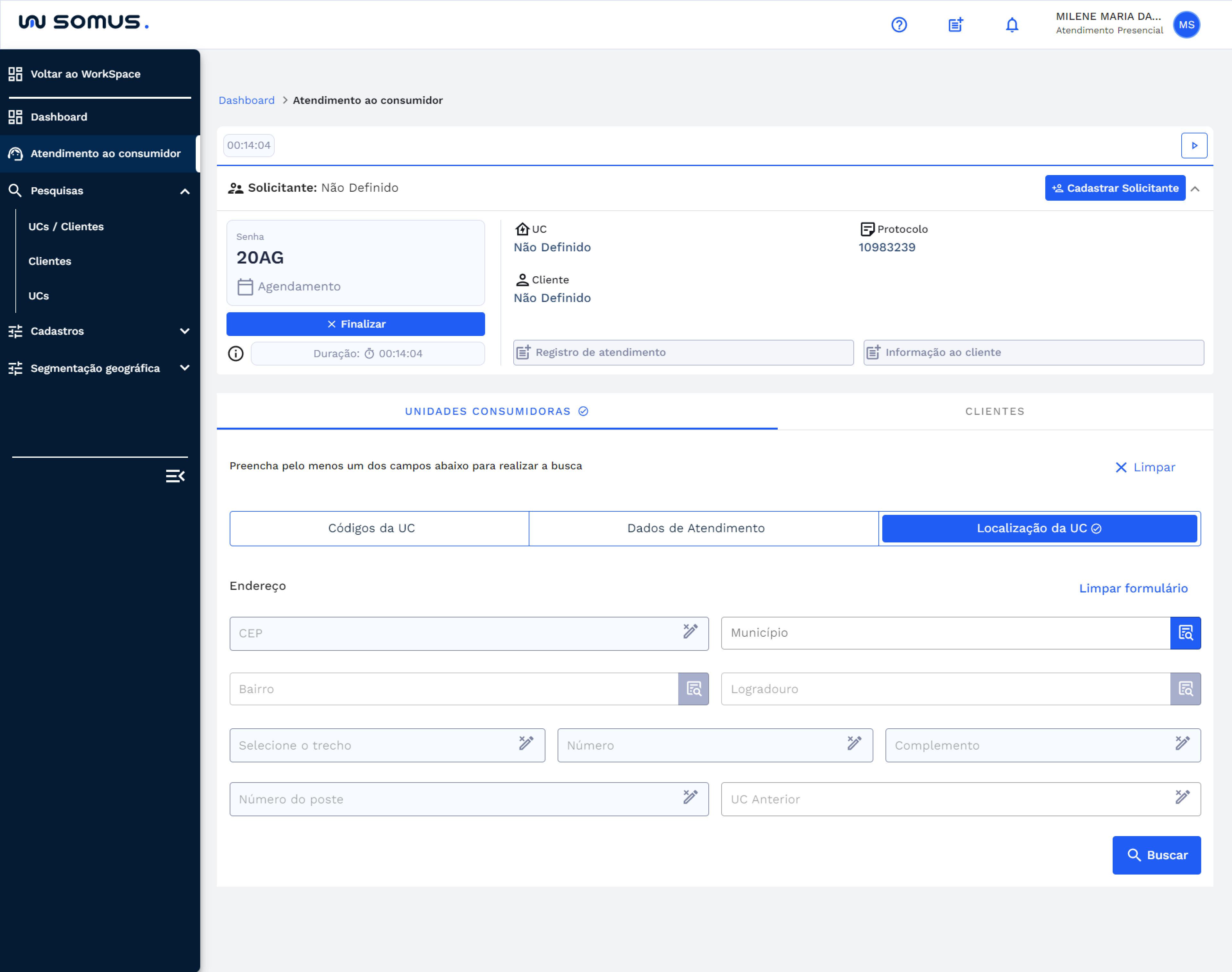 Busca por endereço da unidade consumidora