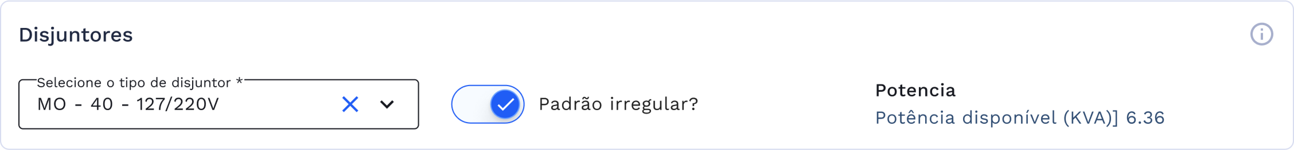 Grupo de campos: Disjuntores