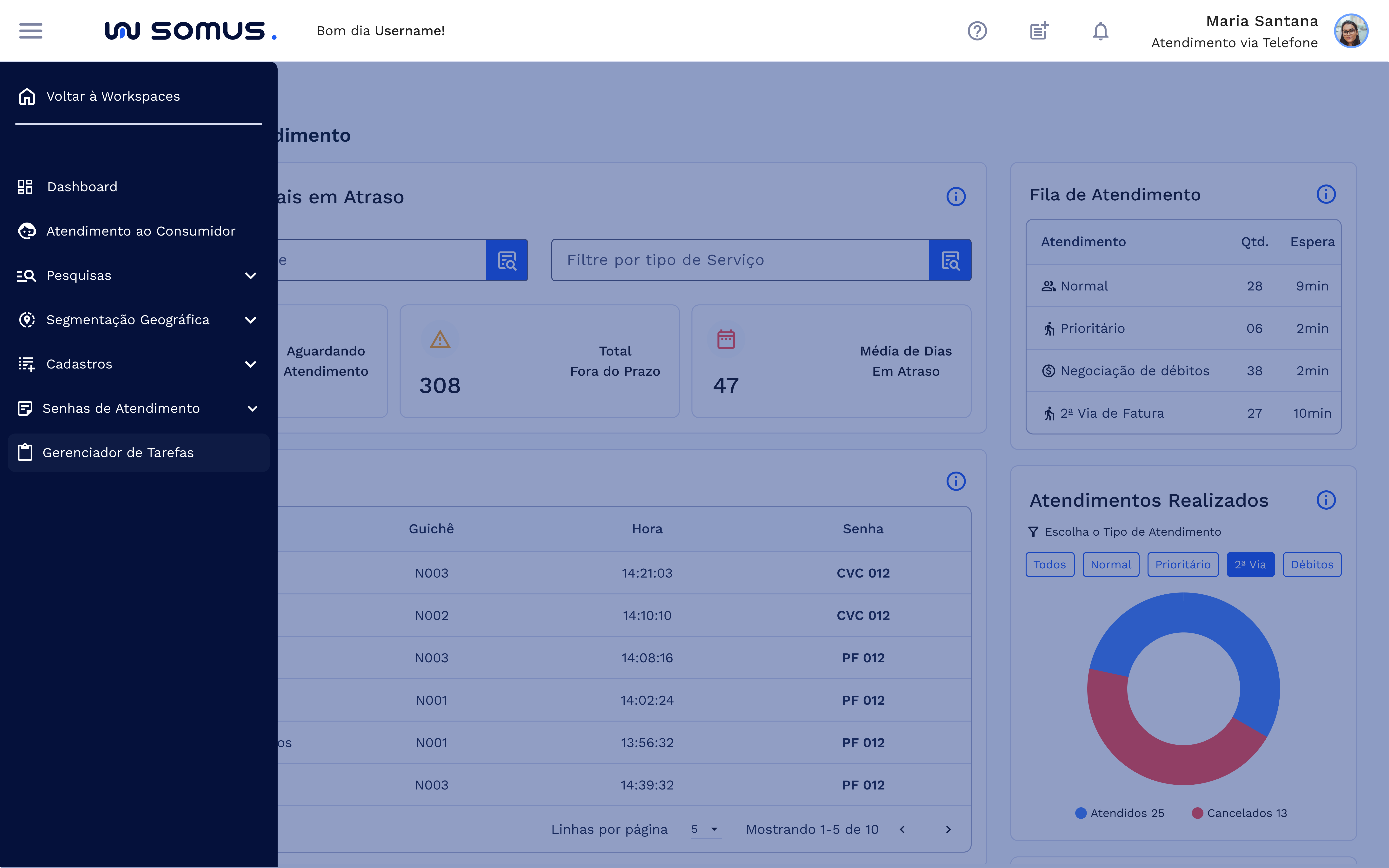 Menu Lateral – Gerenciador de Tarefas