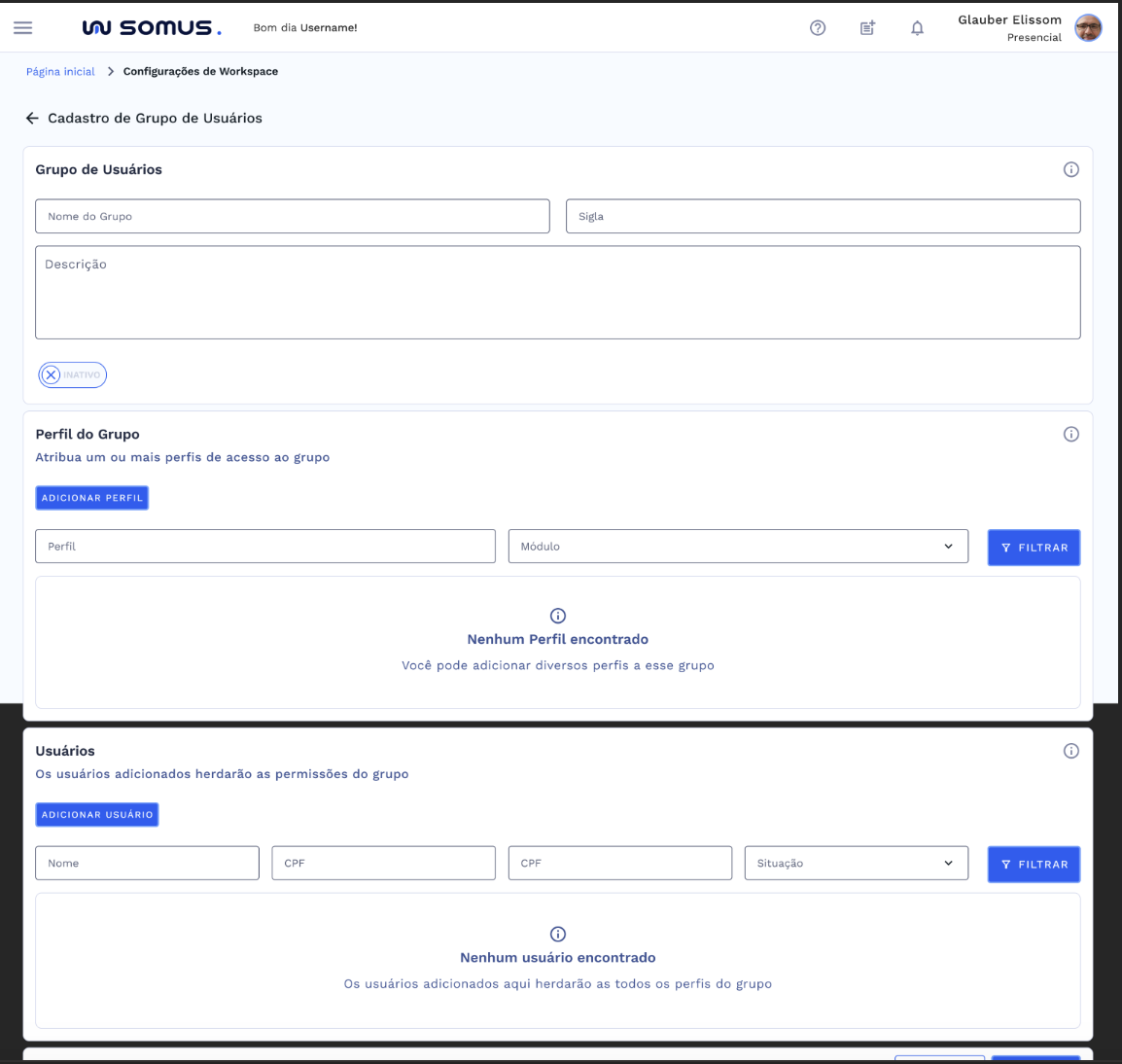 Cadastro de Grupo de Usuários